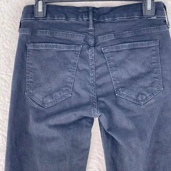 Mother Black Denim Looker Ankle‎ Fray Skinny Jeans Womens Destroyed Size 26 - Picture 16 of 16